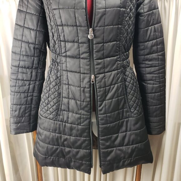Laundry XS Black Quilted Double Zipper Leopard Jacket Womens Coat Puffer Pockets - Picture 4 of 16